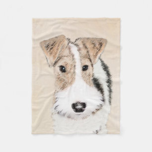 Wire fox terrier Painting - Cute Original Dog Art Fleece Deken