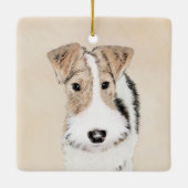 Wire fox terrier Painting - Cute Original Dog Art Keramisch Ornament (Achterkant)