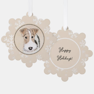 Wire fox terrier Painting - Cute Original Dog Art Ornament Kaart