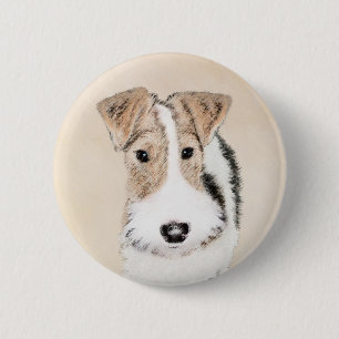 Wire fox terrier Painting - Cute Original Dog Art Ronde Button 5,7 Cm