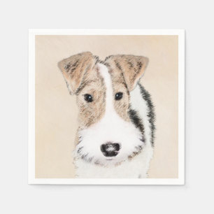 Wire fox terrier Painting - Cute Original Dog Art Servetten