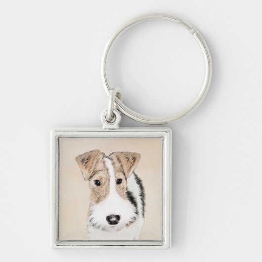 Wire fox terrier Painting - Cute Original Dog Art Sleutelhanger (Voorkant)
