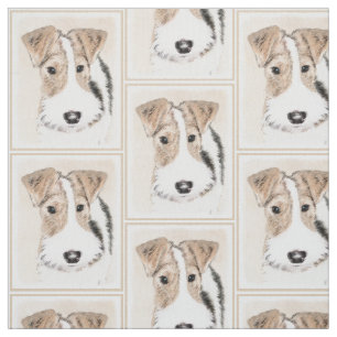 Wire fox terrier Painting - Cute Original Dog Art Stof