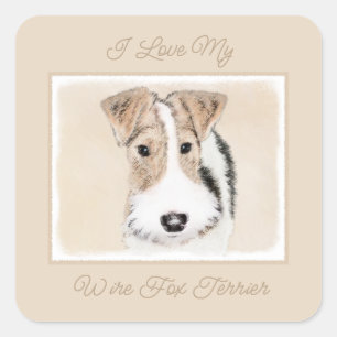 Wire fox terrier Painting - Cute Original Dog Art Vierkante Sticker