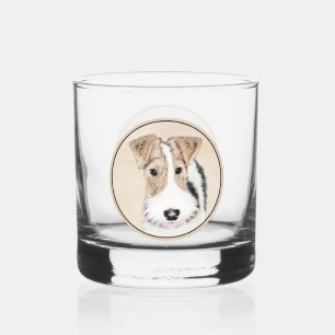 Wire fox terrier Painting - Cute Original Dog Art Whisky Glas