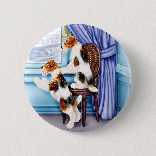 Wire Fox Terrier Parlor Pals Ronde Button 5,7 Cm (Voorkant)
