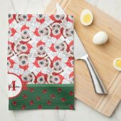 Wire Fox Terrier Pattern Monogram Kerstmis Dog Theedoek (Quarter Fold)