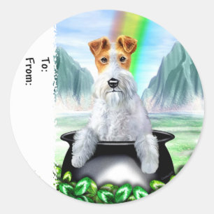 Wire Fox Terrier Pot o Gold Ronde Sticker