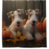 Wire Fox Terrier Puppy Herfst Delight Pompoen Douchegordijn (Voorkant)