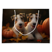 Wire Fox Terrier Puppy Herfst Delight Pompoen Groot Cadeauzakje (Voorkant)