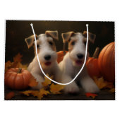 Wire Fox Terrier Puppy Herfst Delight Pompoen Groot Cadeauzakje (Achterkant)