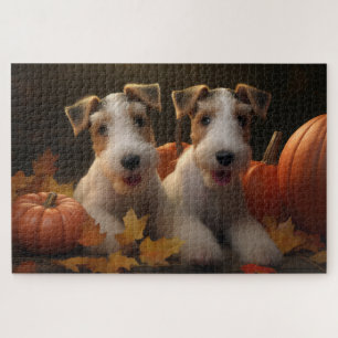Wire Fox Terrier Puppy Herfstvreugde Pompoen Legpuzzel