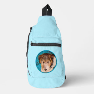 Wire Fox Terrier Puppy Schilderij driekleur Dog Ar Sling Bag