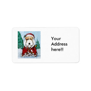 Wire Fox Terrier Santa Etiket