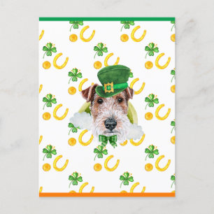 Wire Fox Terrier Shamrock St. Patricks Dag Feestdagenkaart