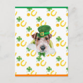 Wire Fox Terrier Shamrock St. Patricks Day Feestdagenkaart (Voorkant)