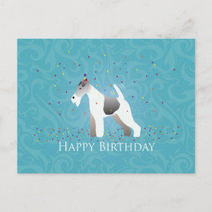 Wire Fox Terrier Silhouette Birthday Design Briefkaart