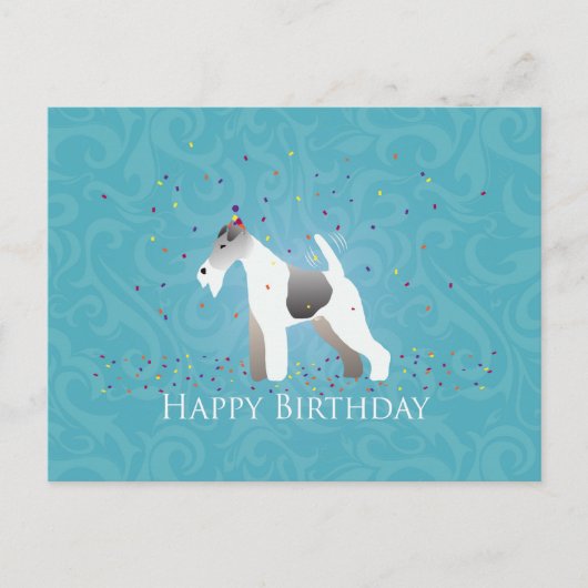 Wire Fox Terrier Silhouette Birthday Design Briefkaart (Voorkant)