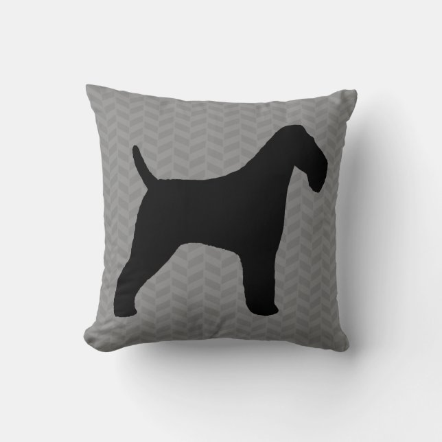 Wire Fox Terrier Silhouette Kussen (Voorkant)