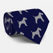 Wire Fox Terrier Silhouettes Pattern Blue and Grey Stropdas (Opgerold)