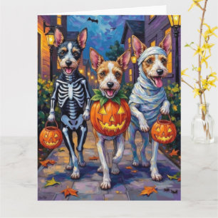 Wire Fox Terrier Trick-or-Treating Halloween Kaart