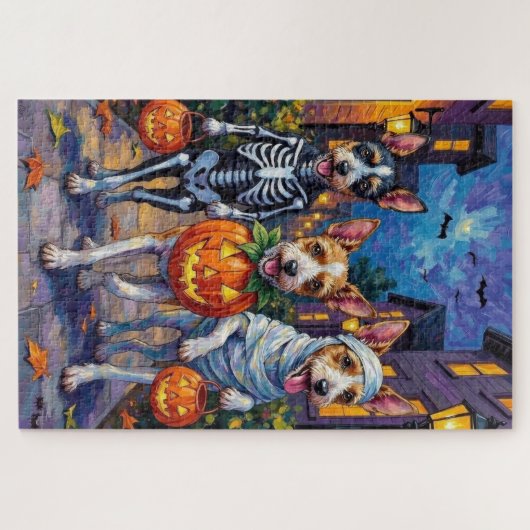 Wire Fox Terrier Trick-or-Treating Halloween Legpuzzel (Horizontaal)