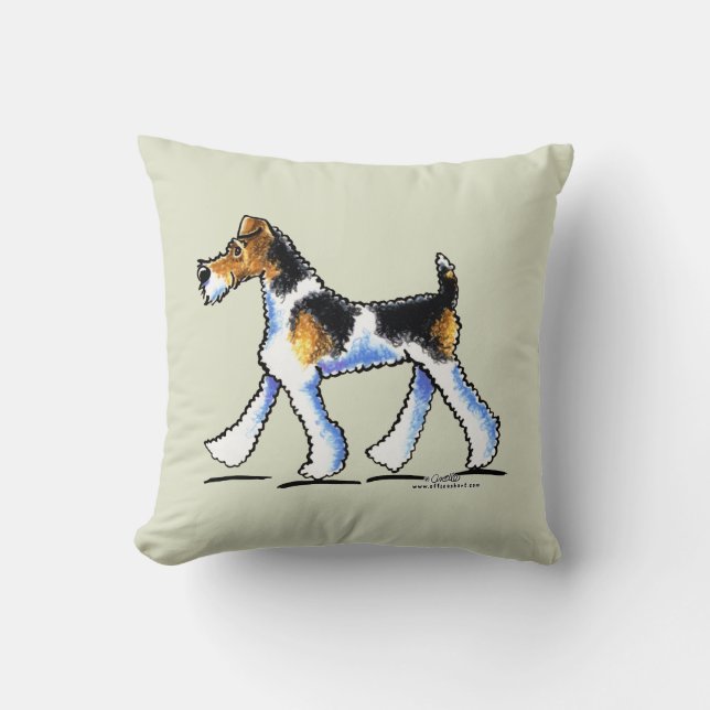 Wire Fox Terrier Trot Kussen (Voorkant)