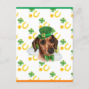 Wire Hair Dachshund Shamrock St. Patricks Day Feestdagenkaart