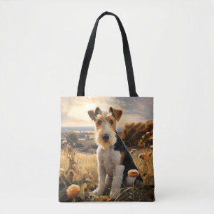 Wire Hair Fox Terrier in de herfst platteland Draagtas