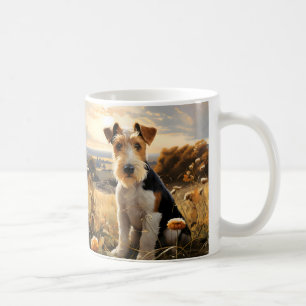 Wire Hair Fox Terrier in de herfst platteland Koffiemok