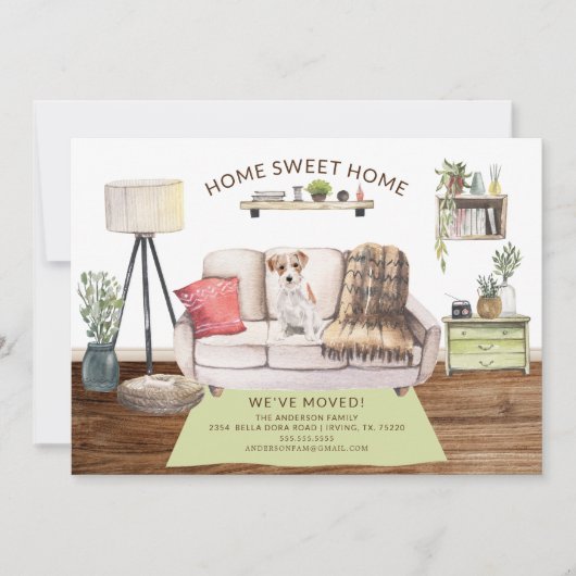 Wire Haired Jack Russell Chien Moving Faire-part (Devant)