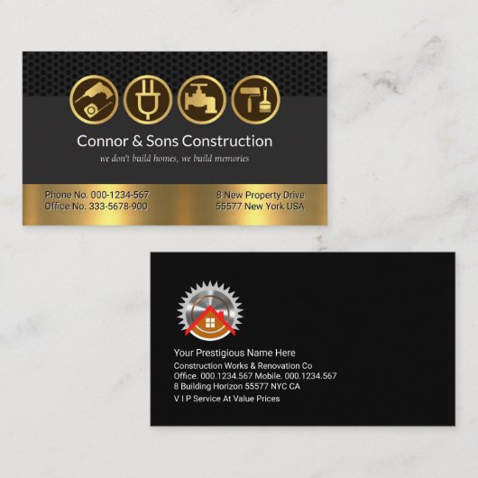 Wire Mesh Grijs Gouden Lagen Handyman Visitekaartje (Voorkant / Achterkant)