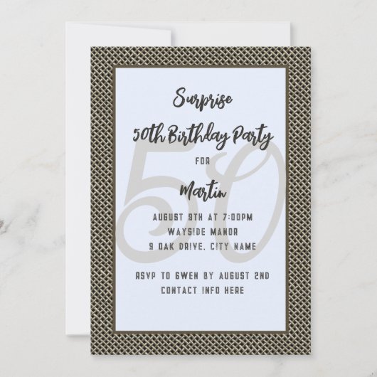 Wire Mesh Volwassen Man Verjaardagsfeestuitnodigin Kaart (Voorkant)