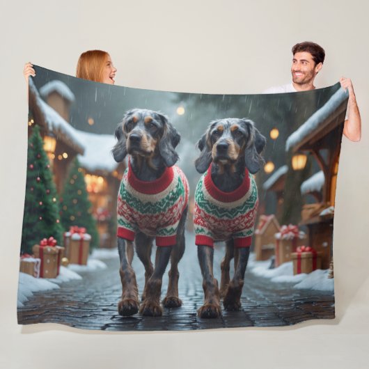 Wired Haired Pointing Griffon Dogs Christmas Snow Fleece Deken (In situ)