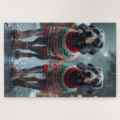 Wired Haired Pointing Griffon Dogs Christmas Snow  Legpuzzel (Horizontaal)