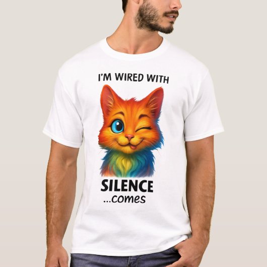 Wired With Silence Poetic Quote Funny T-shirt (Voorkant)