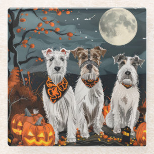 Wirefox Terrier Halloween Spooky Glazen Onderzetter