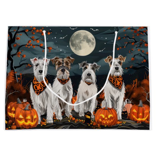 Wirefox Terrier Halloween Spooky Groot Cadeauzakje (Voorkant)