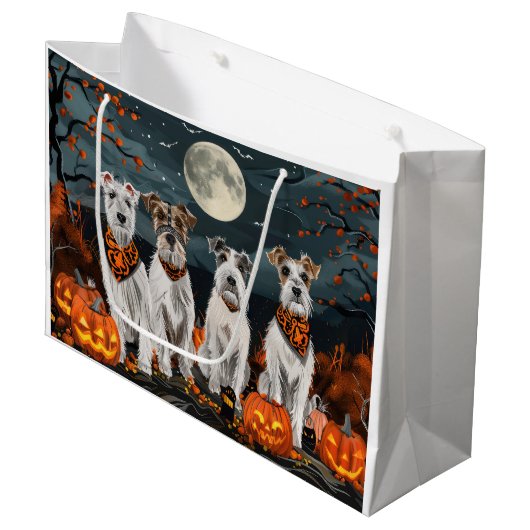 Wirefox Terrier Halloween Spooky Groot Cadeauzakje (Voorkant Gekanteld)