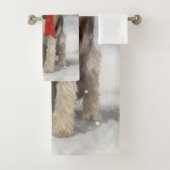 Wirefox Terrier Hond in Sneeuw Kerstmis Bad Handdoek (Insitu)