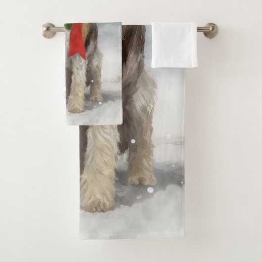 Wirefox Terrier Hond in Sneeuw Kerstmis Bad Handdoek (Insitu)