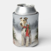 Wirefox Terrier Hond in Sneeuw Kerstmis Blikjeskoeler (Blikje Voorkant)