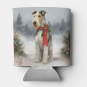 Wirefox Terrier Hond in Sneeuw Kerstmis Blikjeskoeler (Achterkant)