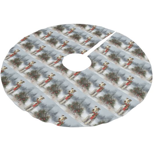 Wirefox Terrier Hond in Sneeuw Kerstmis Kerstboom Rok (Gekanteld)