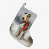 Wirefox Terrier Hond in Sneeuw Kerstmis Kleine Kerstsok (Voorkant (Hangend))