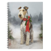 Wirefox Terrier Hond in Sneeuw Kerstmis Notitieboek (Voorkant)