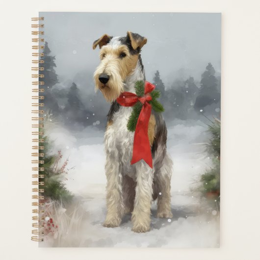 Wirefox Terrier Hond in Sneeuw Kerstmis Planner (Voorkant)