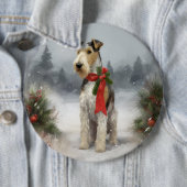 Wirefox Terrier Hond in Sneeuw Kerstmis Ronde Button 6,0 Cm (In situ)