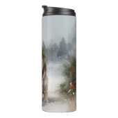 Wirefox Terrier Hond in Sneeuw Kerstmis Thermosbeker (Geroteerd rechts)