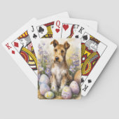 Wirefox Terrier Hond met Paaseieren Vakantie Pokerkaarten (Achterkant)